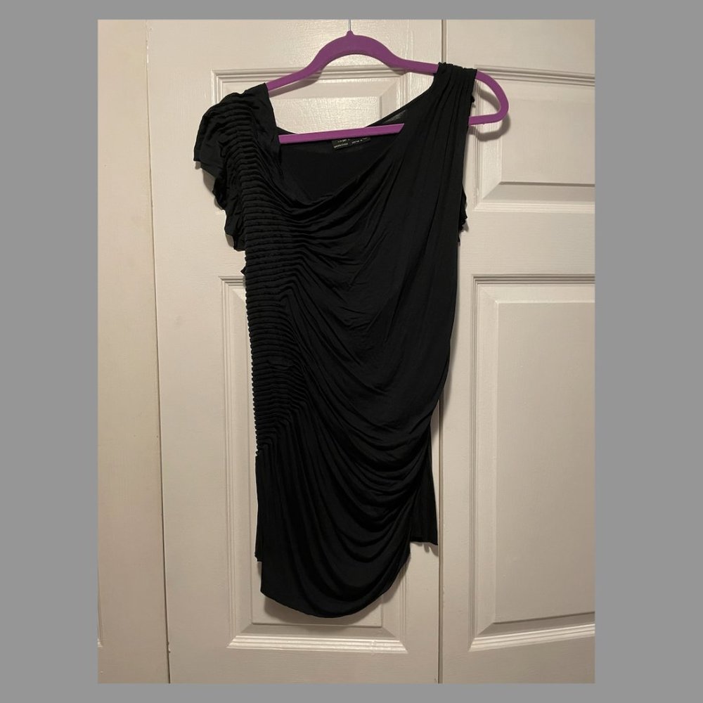 All Saints Size 8-US Black Form Fitting Shirt